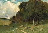 man on path with trees in background by Edward Mitchell Bannister